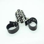 OHMAMA FETISH - PENIS CAGE WITH METAL RINGS AND LEATHER STRAPS