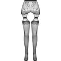 PASSION - S027 BLACK TIGHTS WITH GARTER ONE SIZE