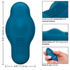 CALEXOTICS - RIDER MASSAGER DOUBLE MOTOR REMOTE CONTROL BLUE