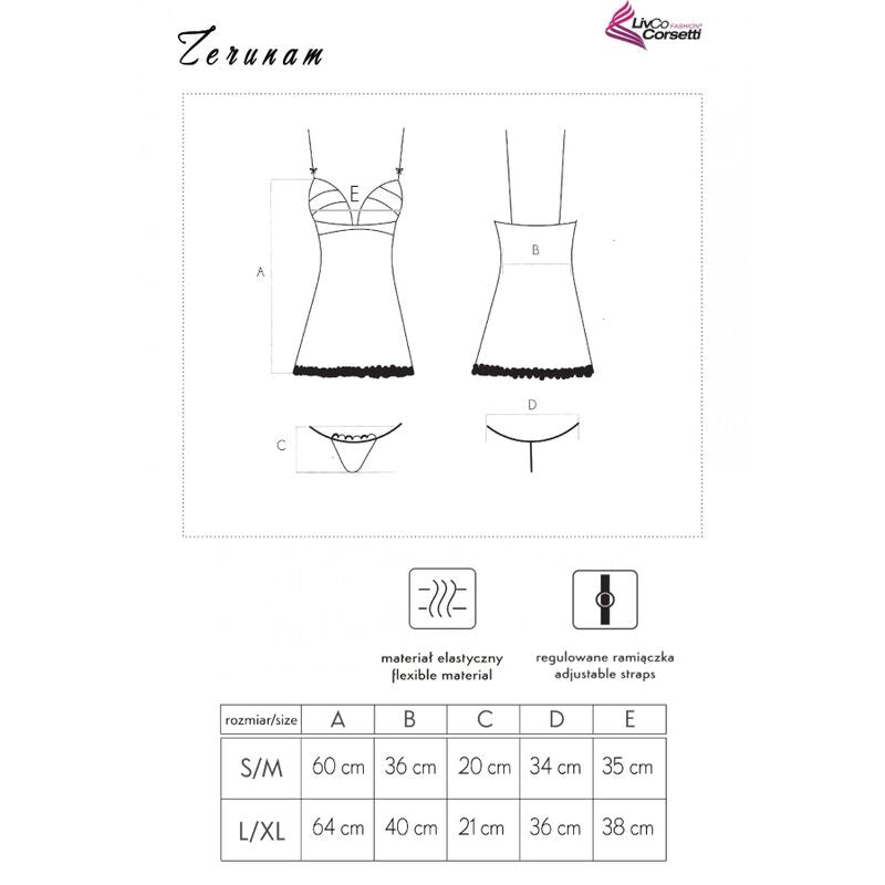 LIVCO CORSETTI FASHION - ZERUNAM SET BABYDOLL + TANGA NEGRO