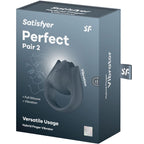 SATISFYER - PERFECT PAIR 2 MULTIVIBRATOR 2 IN 1 PENIS RING AND FINGER STIMULATOR GREY