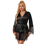 SUBBLIME - 953805 ELEGANT LACE PAJAMAS + THONG BLACK L/XL