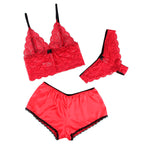 SUBBLIME - 953904 SILK AND LACE NIGHTGOWN + PANTIES RED L/XL