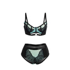 SUBBLIME - 955564 GREEN PATENT LEATHER MESH ZIPPER BRA SET L/XL