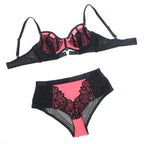 SUBBLIME - 955588 PINK PATENT LEATHER MESH ZIPPER BRA SET L/XL